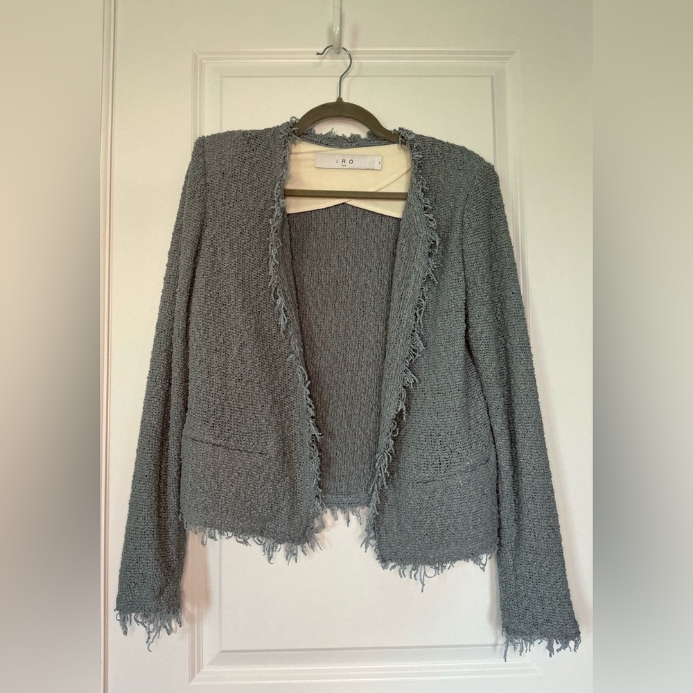 IRO Paris Women's Shavani Tweed Jacket Blue Vintage Size 40FR/M US